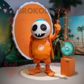 Orange Pendant mascot costume character dressed with a Board Shorts and Keychains