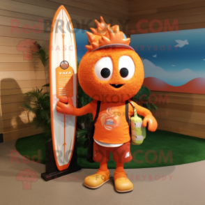 Orange Pendant mascot costume character dressed with a Board Shorts and Keychains