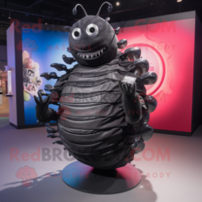 Black Trilobite mascot costume character dressed with a Circle Skirt and Handbags