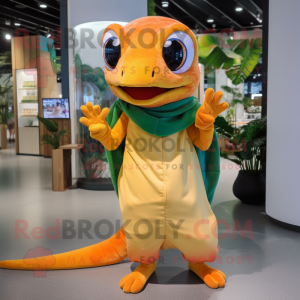 Peach Geckos mascot costume character dressed with a Long Sleeve Tee and Wraps
