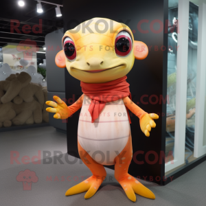 Peach Geckos mascot costume character dressed with a Long Sleeve Tee and Wraps