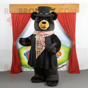 Black Bbq Ribs mascot costume character dressed with a Jeans and Shawl pins