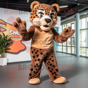 Brown Jaguar mascot costume character dressed with a Trousers and Shoe clips