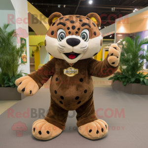 Brown Jaguar mascot costume character dressed with a Trousers and Shoe clips