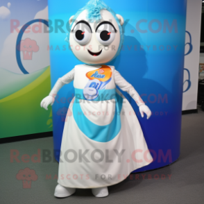 Cream Soda Can mascot costume character dressed with a Maxi Dress and Anklets