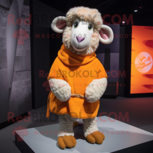 Orange Sheep mascot costume character dressed with a Romper and Shawls