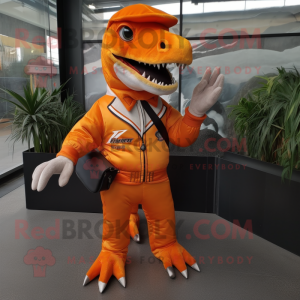 Orange Allosaurus maskot...