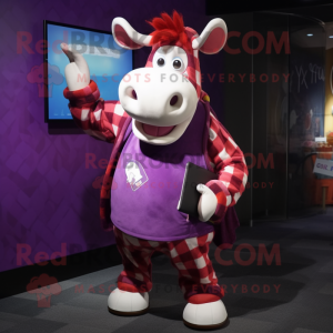 Magenta Cow maskot kostume...