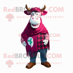 Magenta Cow maskot kostume...