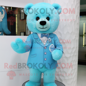 Cyaan teddybeer mascotte...