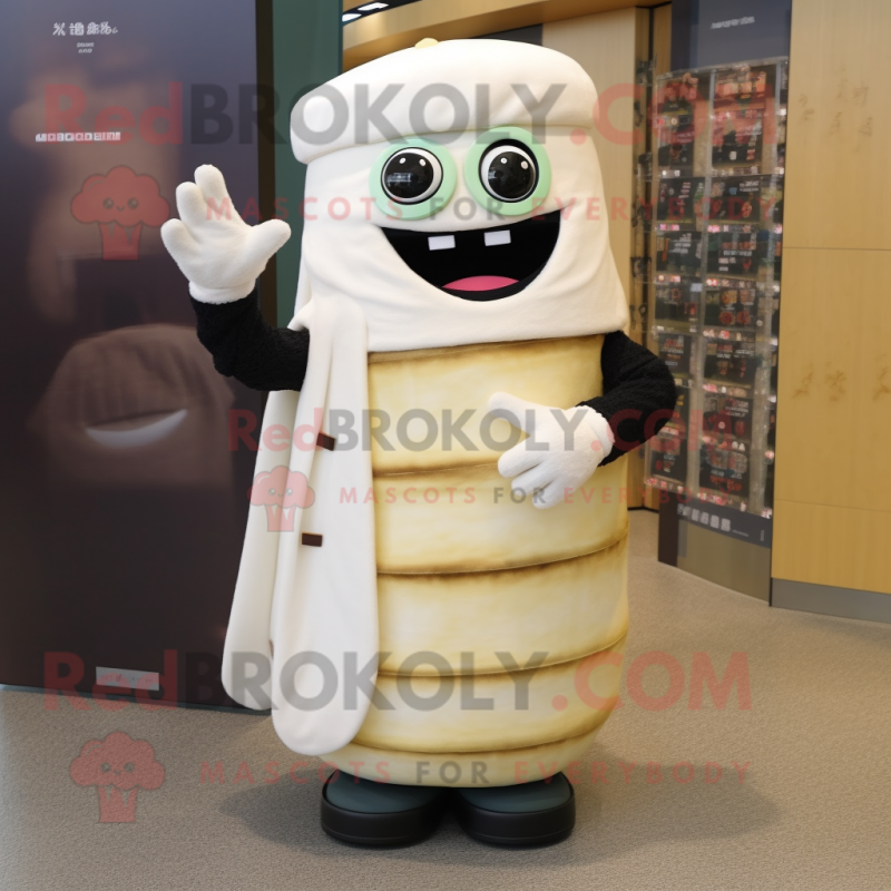 Cream Sushi mascot costume character dressed with a Jeans and Gloves Cream Sushi mascot costume character dressed with a Jeans and Gloves