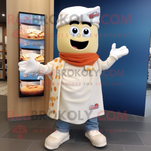 Cream Sushi mascot costume character dressed with a Jeans and Gloves