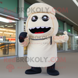 Cream Sushi mascot costume character dressed with a Jeans and Gloves