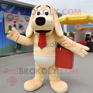 Cream Hot Dogs mascot costume character dressed with a Culottes and Wallets