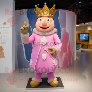 Pink King mascot costume character dressed with a Chinos and Bracelets