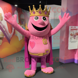 Pink King mascot costume character dressed with a Chinos and Bracelets