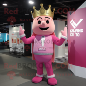 Pink King mascot costume character dressed with a Chinos and Bracelets