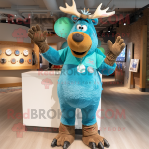 Turkis Moose maskot kostume...