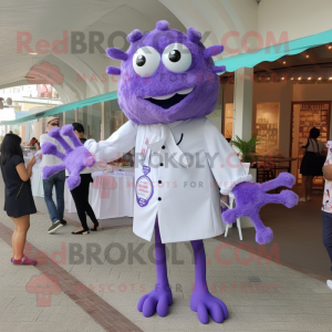 Lavender Crab Cakes mascot costume character dressed with a Dress Shirt and Hairpins