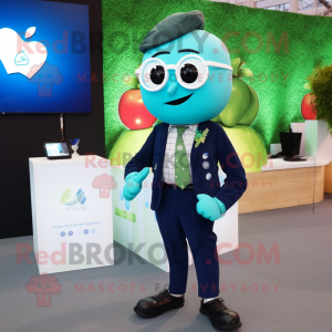 Cyan Apple mascotte kostuum...