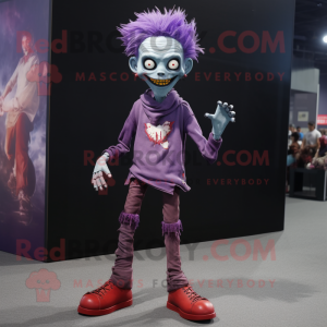 Purple Zombie mascot costume character dressed with a Skinny Jeans and Anklets