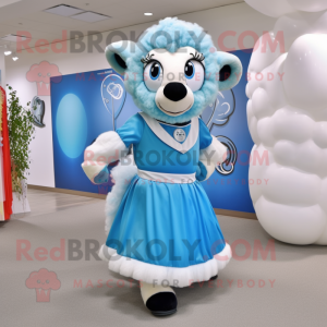 Sky Blue Ram maskot kostume...