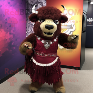 Maroon Bison maskot kostume...