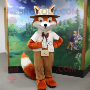 nan Fox mascot costume character dressed with a Dress Shirt and Hats