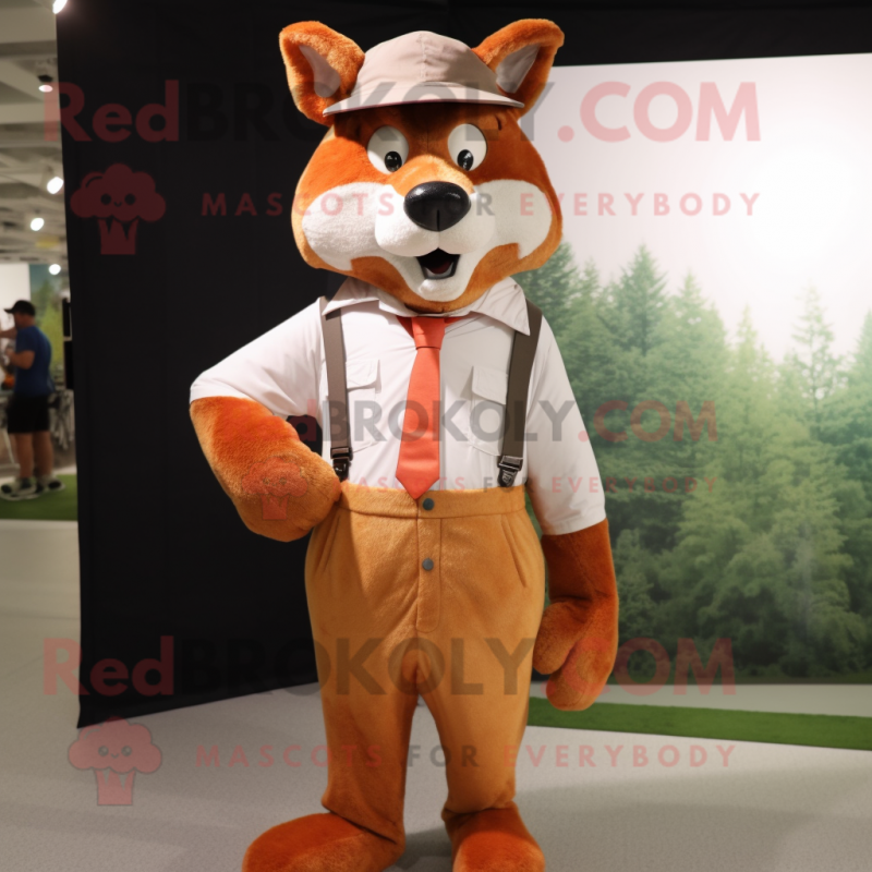 nan Fox mascot costume character dressed with a Dress Shirt and Hats