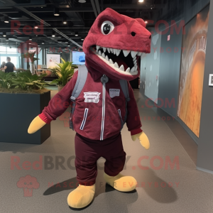 Maroon Tyrannosaurus maskot...