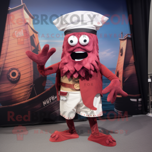 Maroon Kraken mascot costume character dressed with a Poplin Shirt and Anklets