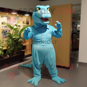 Cyan Iguanodon maskot...