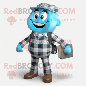Cyan Attorney mascot costume character dressed with a Flannel Shirt and Belts