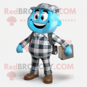 Cyan Attorney mascot costume character dressed with a Flannel Shirt and Belts