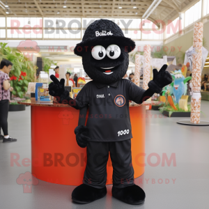 Black Pad Thai mascot costume character dressed with a Polo Shirt and Caps