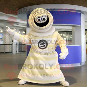 Cream Gyro mascot costume character dressed with a Rash Guard and Rings