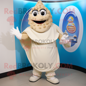 Cream Gyro mascot costume character dressed with a Rash Guard and Rings