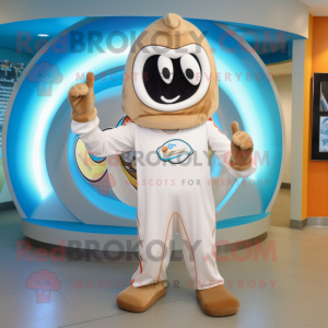 Cream Gyro mascot costume character dressed with a Rash Guard and Rings