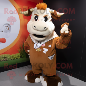 Tan Hereford Cow mascotte...