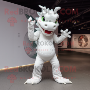 White Dragon maskot kostym...