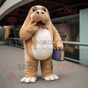 Beige Walrus maskot kostume...