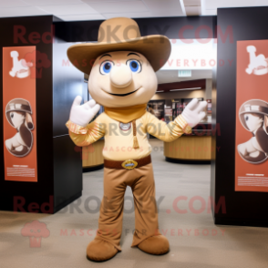 Tan Horseshoe mascot costume character dressed with a Sweater and Hats