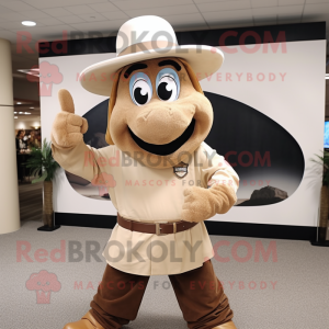 Tan Horseshoe mascot costume character dressed with a Sweater and Hats