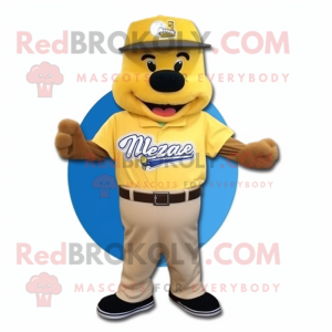 Gold Baseball Glove mascot costume character dressed with a Dress Pants and Cummerbunds