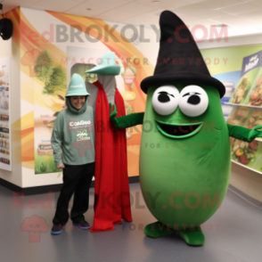 Olive Fajitas mascot costume character dressed with a Evening Gown and Beanies