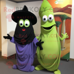 Olive Fajitas mascot costume character dressed with a Evening Gown and Beanies