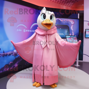 Pink Geese mascot costume character dressed with a Cover-up and Shawls