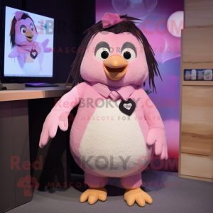 Rosa Penguin maskot kostym...