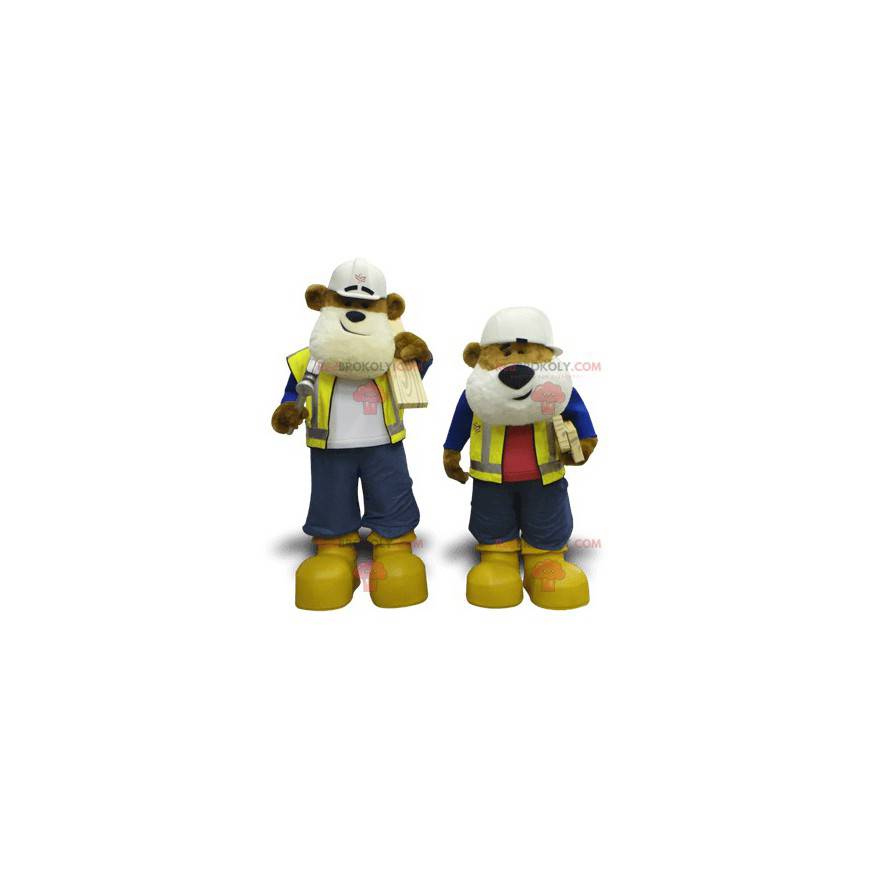 2 mascottes d'ours bricoleurs - Redbrokoly.com