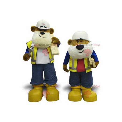 2 mascottes d'ours bricoleurs - Redbrokoly.com
